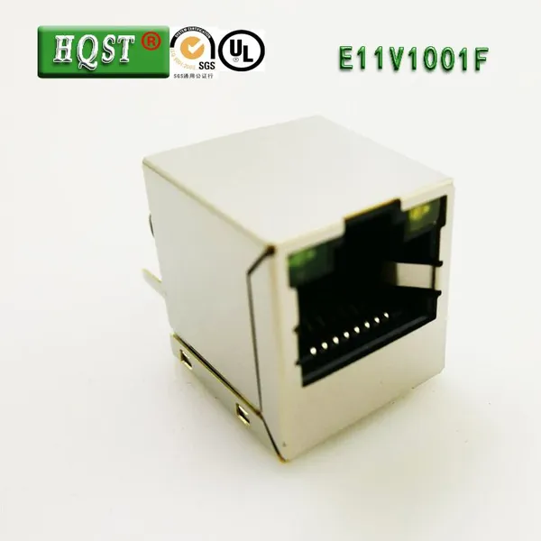 E1152E01A-YG/GY 180 Degree Vertical RJ45 Ethernet Jack Single Port With LED Light & USB Port, Copper Contacts Wall Mount Module photo-3