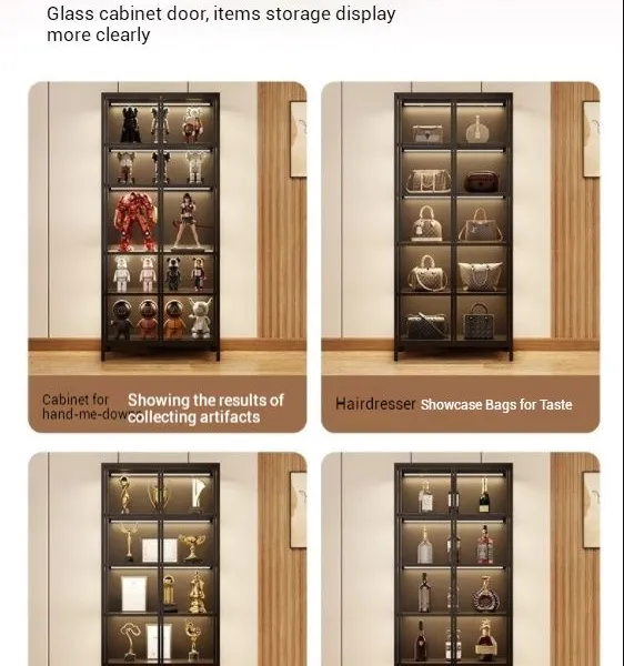 LED Lighted Display Cabinet With Tempered Glass for Handbag Showcase - Salon Beauty Shop