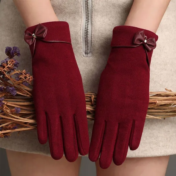 Women Winter Touch Screen Gloves Bow Decor Warm Driving Daily Gloves Multiple Colors Available In Stock