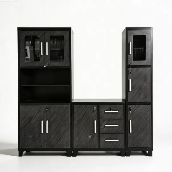 Marble Transfer Print Kitchen Cabinet Metal Knock‑down Storage Cabinet photo-2