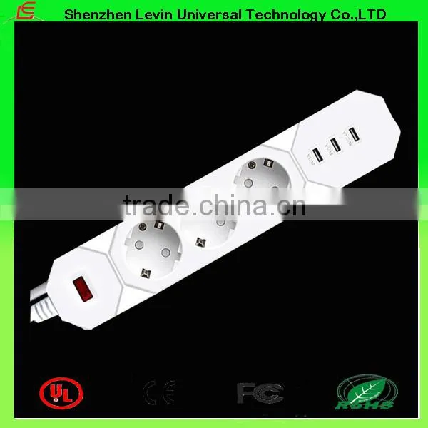 China Supply CE Cheap Extension Power Plug 6Gang 4 Port USB EU Power Strip Socket photo-2
