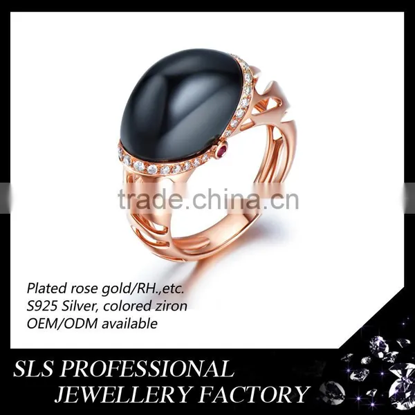2015 Fashion Perfect Design 925 Stering Silver Rose Gold Plated Black Zirconia Micro Pave Luxury Jewelry Set for Women photo-3