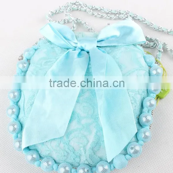 2015 Fast Shipment Sling Bag Baby Girls Coin Purse Girl Lace Pearls Princess Handbag photo-4