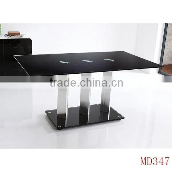 Modern Black Glass Dining Room Table Parts photo-2