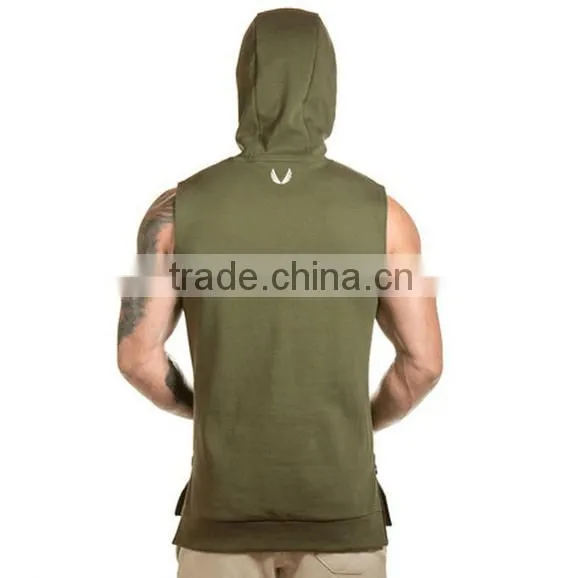 Wholesale Mens Cotton Sleeveless Pullover Gym Hoodies photo-4