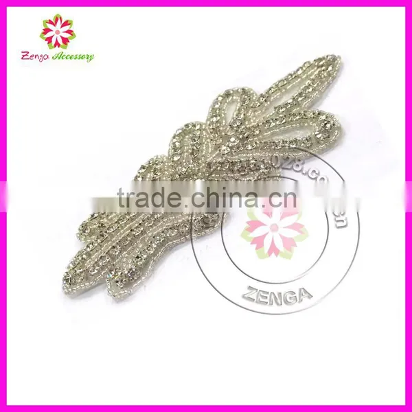 Bridal Beaded Appliques,silver Rhinestone Applique Wholesale,appliques for Headband for Sash photo-2