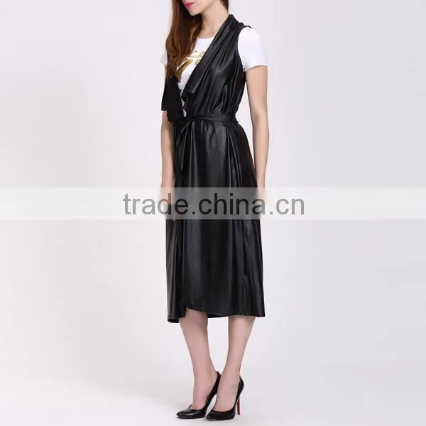 Wholesale Hot Selling Products Black Sleeveless Coat Women Fashion Long Coats in Guangzhou photo-4