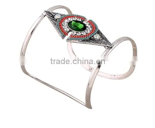 Fashion Bohemian Women's Tribal Crystal Handmade Cuff Bracelet/ photo-3