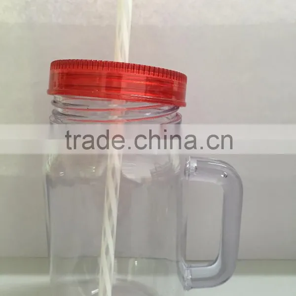 Plastic Mason Jar With Straw and Many Different Size, Colors photo-4