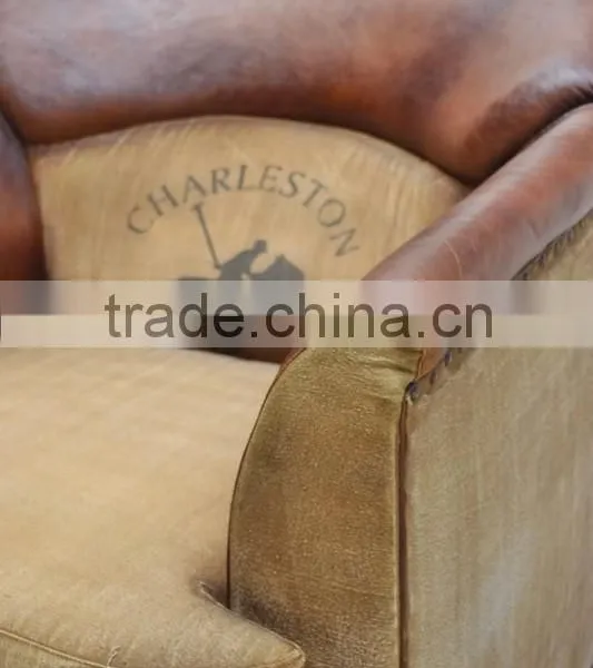 Furniture Jodhpurexports India , INDUSTRIAL ARMS CANVAS AND LEATHER SOFA photo-2