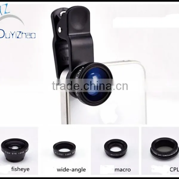 Wholesale Mobile Phone Camera Lens 4 in 1 Fish Eye Lens, Macro,wide Angle,CPL