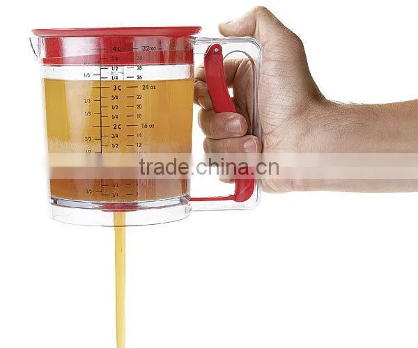 Easy Release Grease Separator Fat Gravy Separator 4 Cup Grease Separator and Batter Dispenser