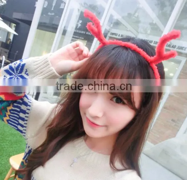 Cute! Christmas Accessories Staghorn-like Hairhoop Plush Wrap Hairhoop
