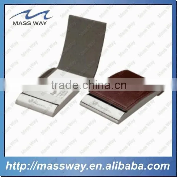 Fashion High Quality Business ID Metal Genuine Leather Business Card Holder photo-3
