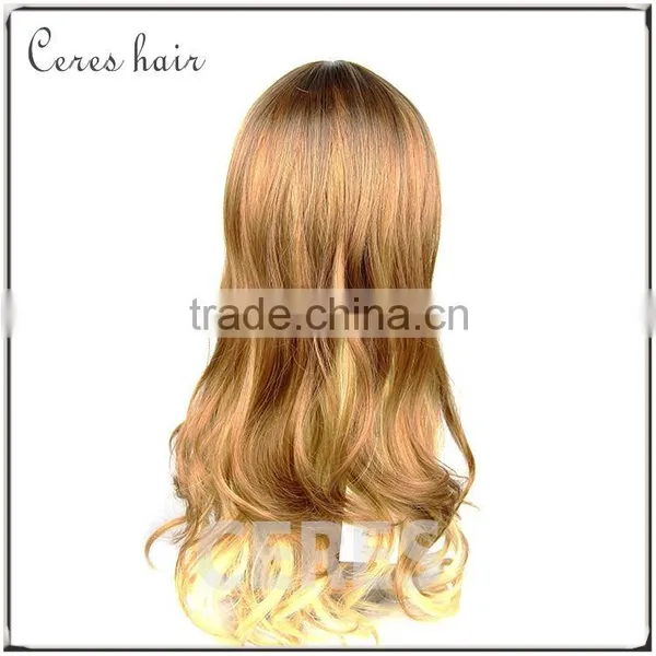 Human Hair Kinky Straight Micro Loop Hair Wig Golden Color Long Wavy/curly Hair photo-5