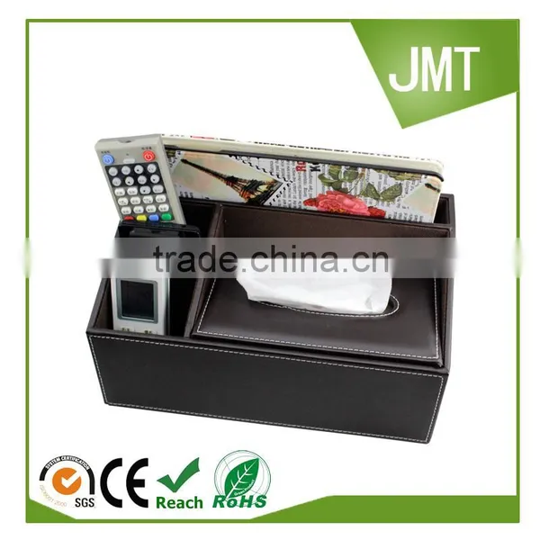 Home Decoration Multifunction PU Desk Organizer Leather Tissue Box photo-5