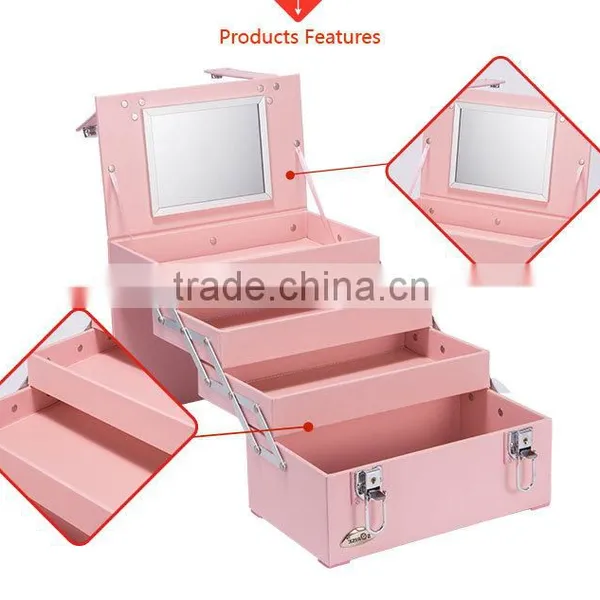 Gift Cute and Fancy Pink 4 Tier Waterproof Travel Toiletry Makeup Cosmetic Case Bag photo-4