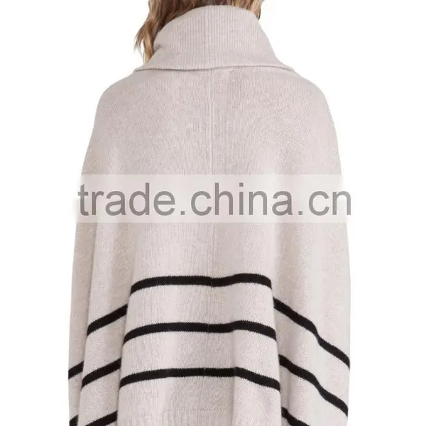 Ladies Striped Turtleneck Pullover Sweater photo-3