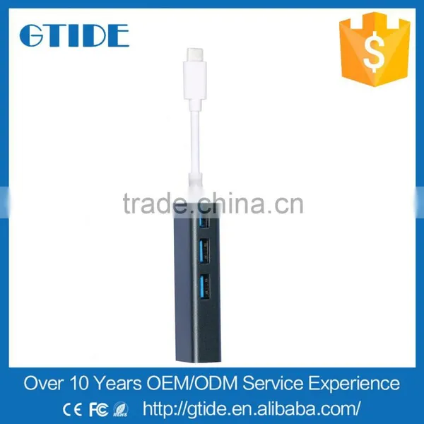3 in 1 USB 3.1 Type C Male to Female 3 Port USB 3.0 Hub With RJ45 100M Gigabit Ethernet Network Lan Port Adapter for Macbook photo-3