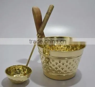 Solid Brass Buckets With Hammered Design for Sauna Spa photo-2
