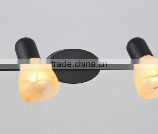 2015 Hot Sales Traditional Spot Light With Amber Glass /cloud White Glass and Satin Nickel 2 Lights photo-2