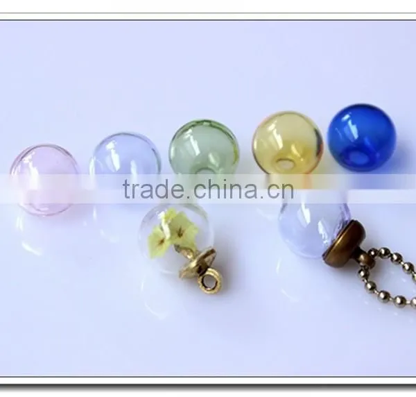 BUlk Accessories for Fairy Garden Japanese Necklace - Asian Necklace - Moss Tiny Garden Necklace - Round Hollow Blue Glass Ball photo-5