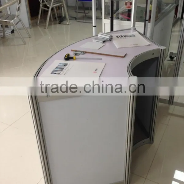 Hot Sale Aluminum Curved Solid Surface Reception Desk for Exhibition Display photo-2