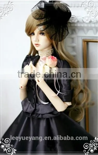 Hot Selling Synthetic Light Brown Deep Wavy 1/4 Bjd Doll Wig photo-4