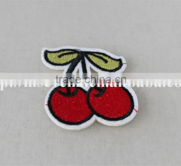 Beautiful 5*5 cm Embroidery Mini Cherry Printting Design Trim Custom Leather Patch photo-2