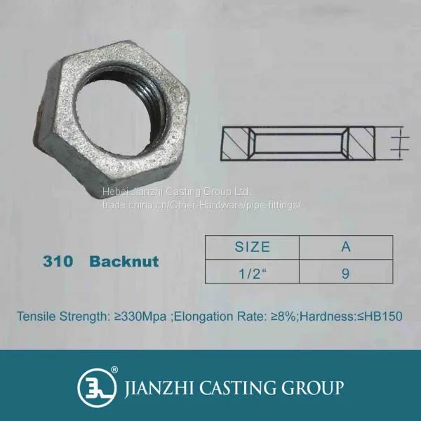 Galvanized Malleable Iron Pipe Fitting Backnuts