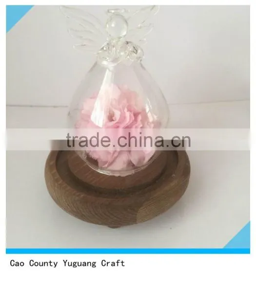 Antique Wooden View Flower Plate With Glass Bell Jars photo-3