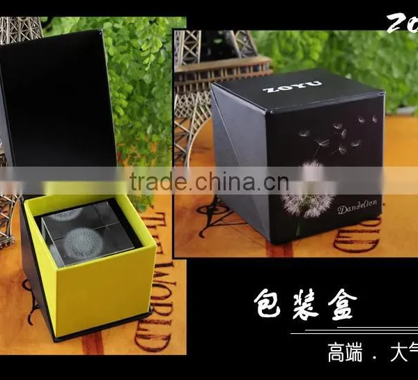 Desktop 3D k9 Crystal Glass Cube With Dandelion Figurines Inside For Souvenir Gifts photo-6