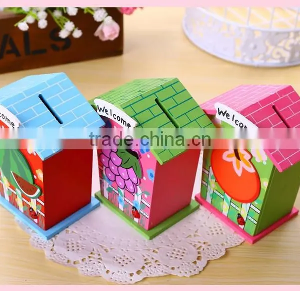 Colorful Cartoon Kids Gifts Wooden Money Box,saving Box photo-3