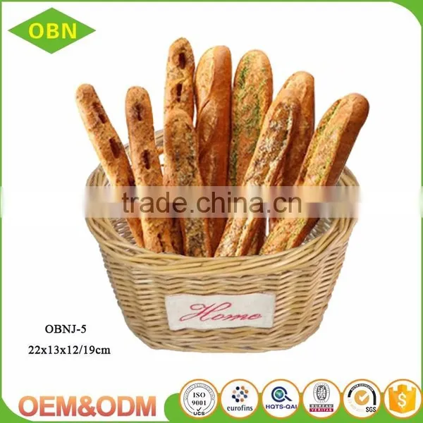 Wholesale Graceful Hand Weaved Flat Washable Poly Rattan Bread Willow Wicker Basket photo-5