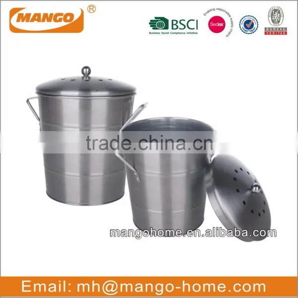 White Powder Coating Iron Metal Compost Bucket With Lid photo-3