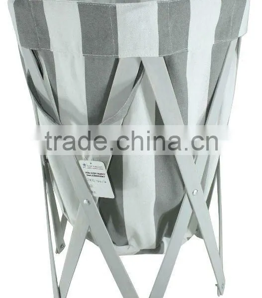 Patent Foldable Wooden Canvas Laundry Basket