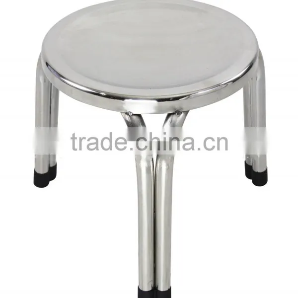 Factory Solid Heavy Duty Stainless Steel Metal Round 4 Leg Bar Stool/ Chair photo-6
