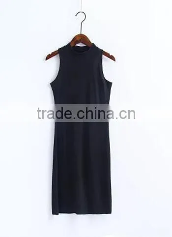Summer Kendel Style Sexy Sheath Dress Women Turtleneck Tank Split Dress photo-4