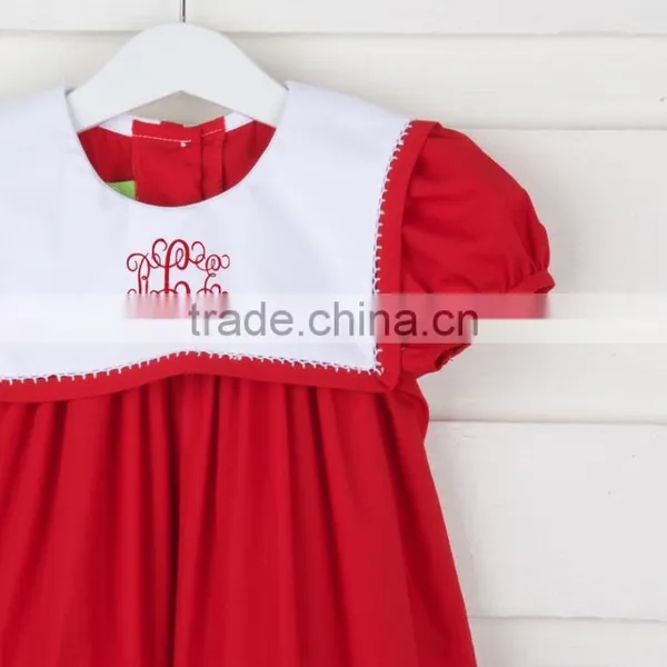 New Style Smocked O Neck Dress 2017 Hot Sale Casual Short Sleeve Button Back Baby Dress for Boutique Kids Clothing photo-2