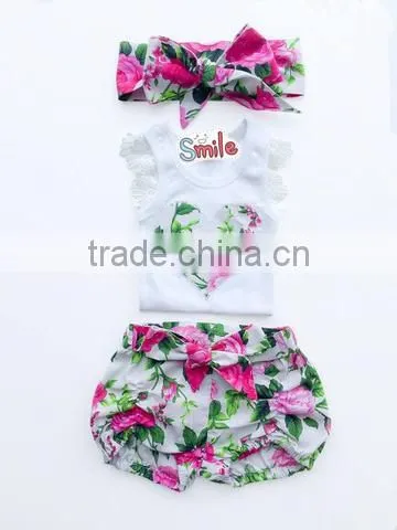 Baby Bloomers Cotton Floral Baby Girl Shorts With Lace Bow Children Summer Short Pants photo-5