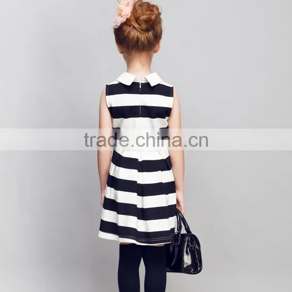 STOCK Available! COOL KID ZONE Summer Children Girl Black and White Stripes Print Short Sleeveless Dresses Brand Girl Dress photo-4