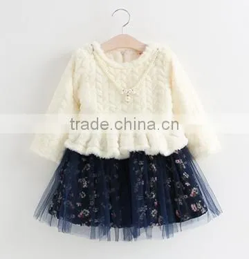Winter Beautiful Splicing Dress Colors Children Baby Ruffle Princess Girls Tutu Dress photo-3