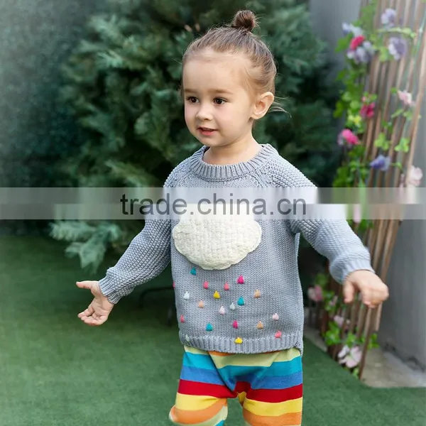 S17688A 2017 Pullover Children Sweaters Cartoon Cloud Long Sleeve O-neck Kids Knitted Sweater photo-3