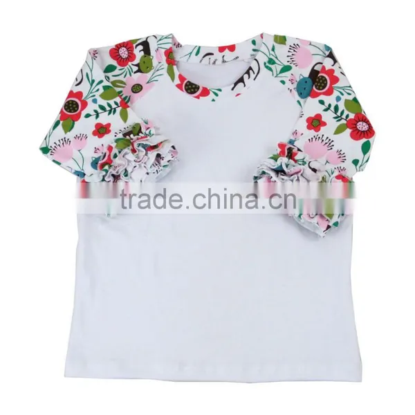 2017 Boutique Summer Fall 3/4 Sleeve Icing Clothes New Print Icing t Shirt Adorable Cotton Wholesale Girls Ruffle Raglan photo-6