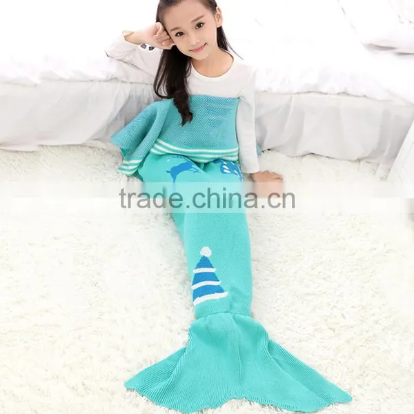 Mermaid Tail Blanket Crochet and Mermaid Blanket for Adult Blue Super Soft All Seasons Sleeping Blankets photo-5