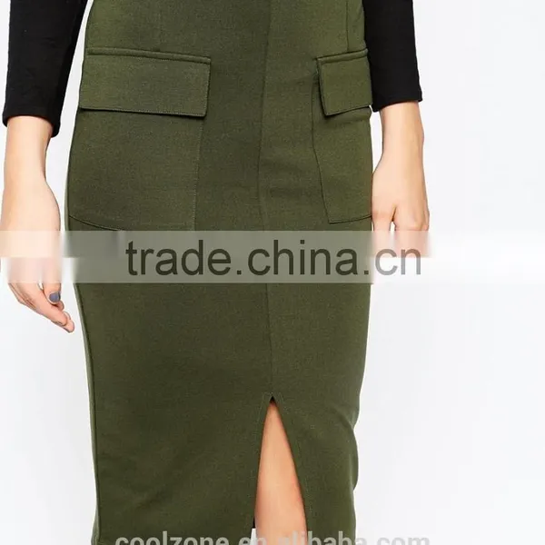 High Waist Long Skirt With Pocket Front Split Pencil Skirt photo-4