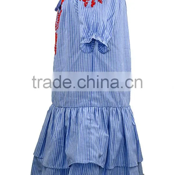 2017 Girl Party Enbroider Falbala Dress for Children Frocks Designs photo-2