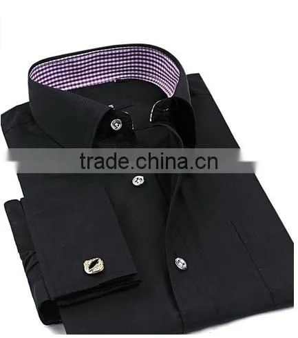 Mens Slim Fit French Cuffs Mens Dress Shirt photo-5
