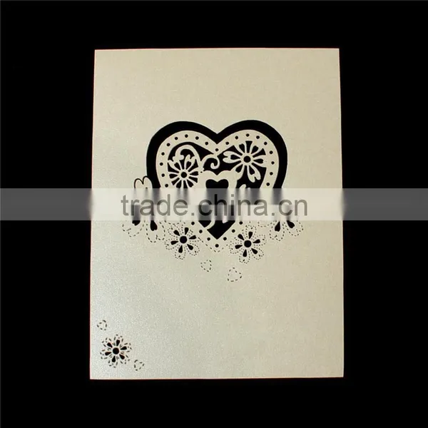 Paper Wedding Party Name Place Cards Heart Hollow Light Golden photo-2