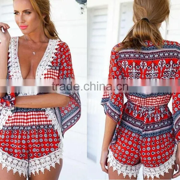 Onen Onen Hot Sale Sexy Pink Flower Pattern Backless High Quality Cheap V Collar Summer Dress photo-5